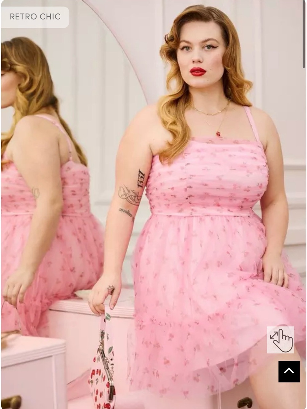NWOT Torrid Retro Chic Ruched Tulle Mini Dress pink cherries party dress 20